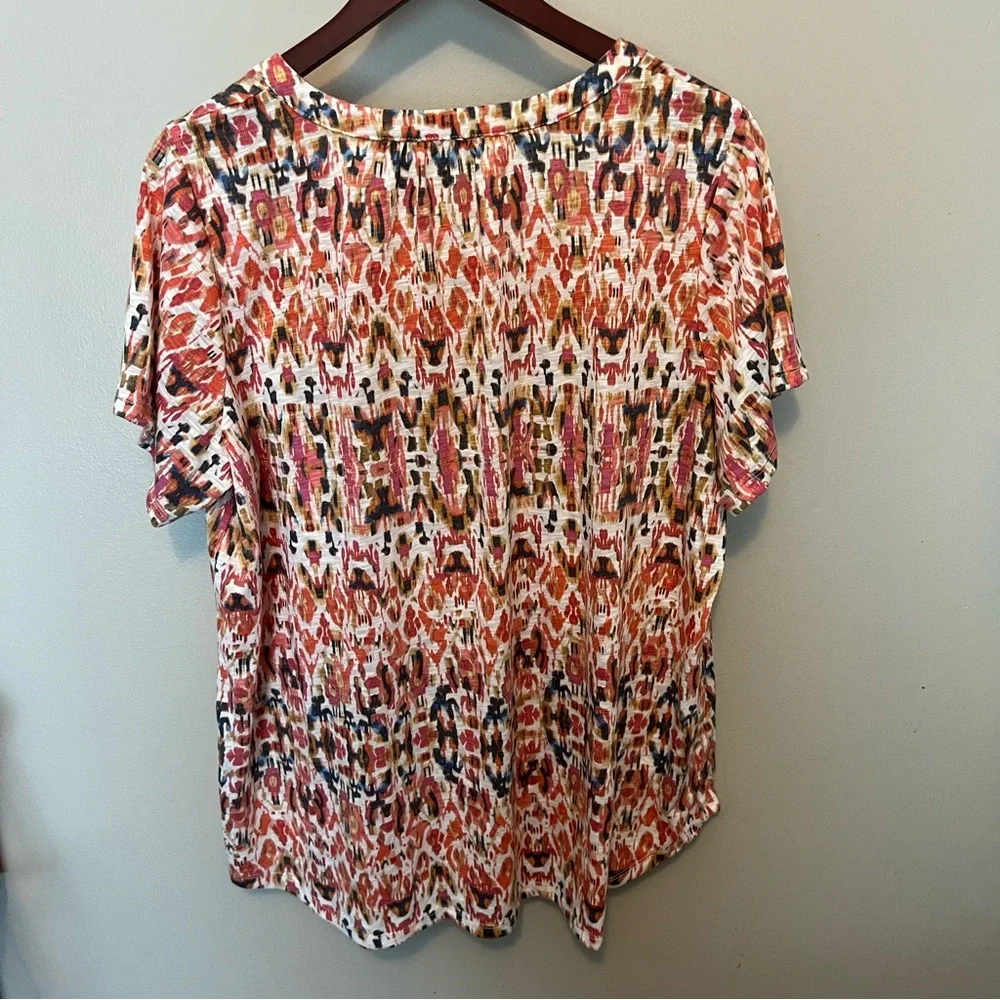 Rose & Olive rust green multi print  Flutter Sleeve plus 1x tunic top loose fit - Picture 2 of 9